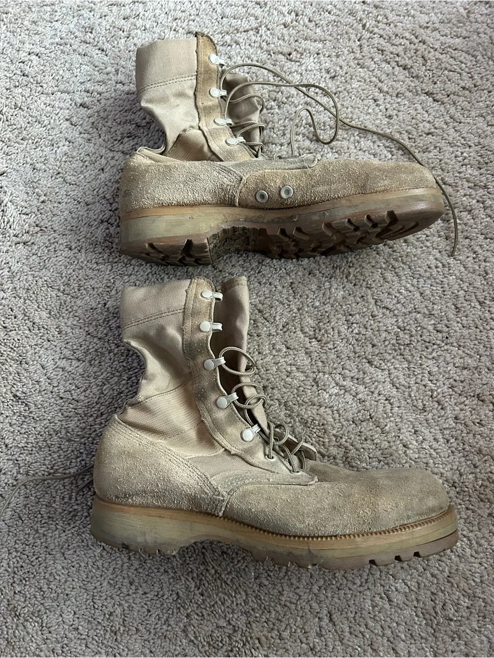 Tan Suede Combat Boots - Lace-Up Tactical Boots